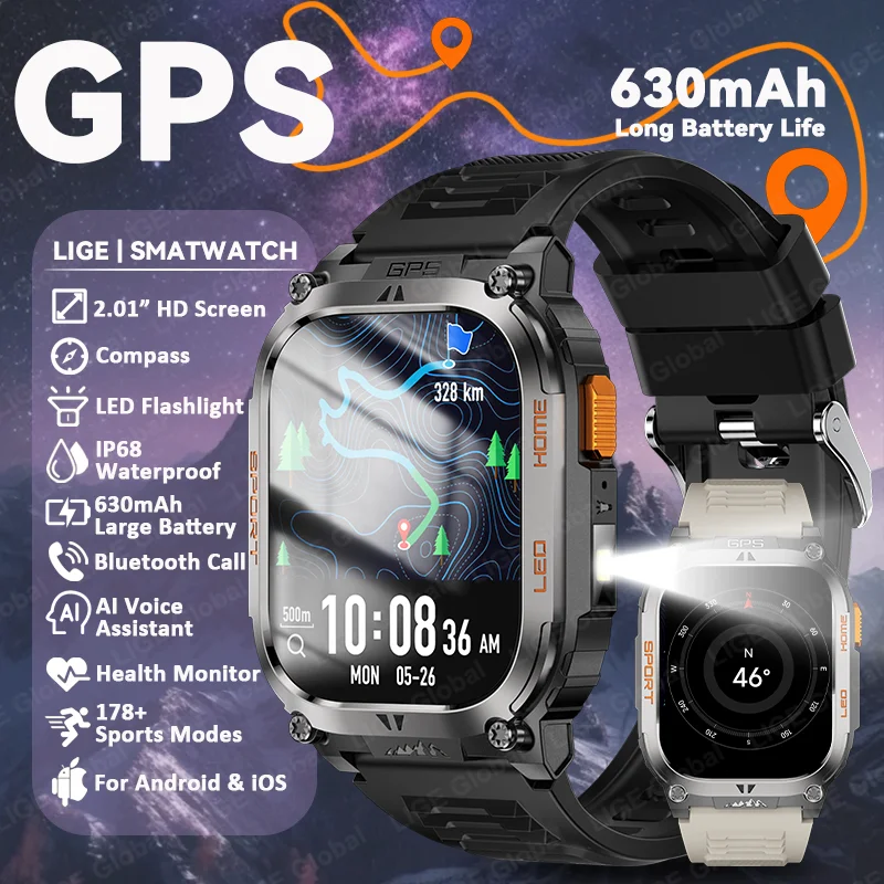 LIGE 2025 для Xiaomi, спортивные умные часы на открытом воздухе, GPS-трек, 630 мАч, фонарик, 2,01 дюйма, HD-дисплей, Bluetooth-вызов, мужские часы для фитнеса
LIGE 2025 для Xiaomi, спортивные умные часы на открытом воздухе, GPS-трек, 630 мАч, фонарик, 2,01 дюйма, HD-дисплей, Bluetooth-вызов, мужские часы для фитнеса