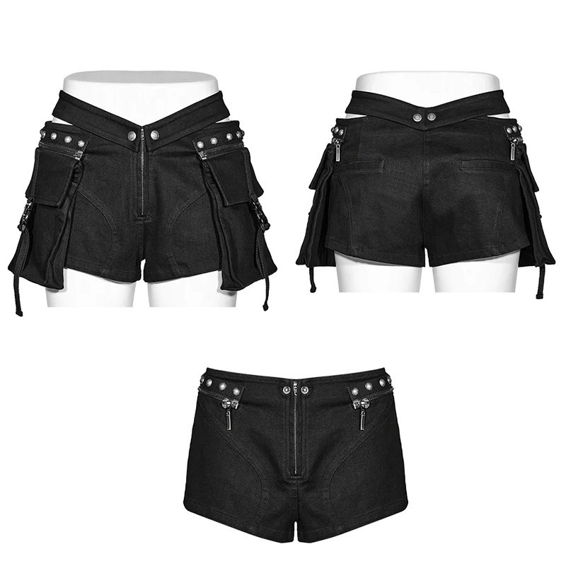 PUNK RAVE Women Punk Black Cargo Shorts Low Rise Slim Fit Gothic Utility Pants WK604
PUNK RAVE Women Punk Black Cargo Shorts Low Rise Slim Fit Gothic Utility Pants WK604