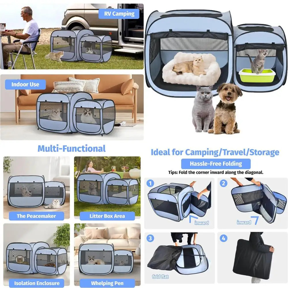 Portable Pop-Up Playpen for Cats and Dogs, Large Indoor/Outdoor Enclosure, No Assembly Required
Portable Pop-Up Playpen for Cats and Dogs, Large Indoor/Outdoor Enclosure, No Assembly Required
