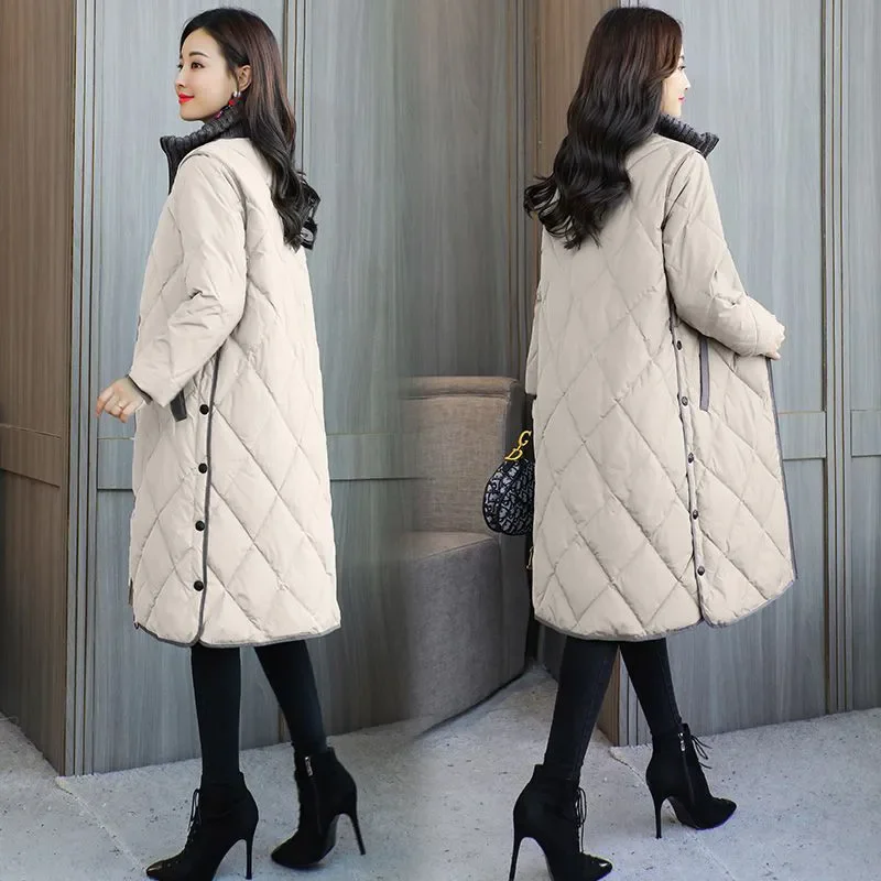 Autumn Winter Parkas Fashion Turtleneck Mid-Length Padded Clothing Female Korean Thin Down Cotton Jacket Loose Overcoat Women Ti
Autumn Winter Parkas Fashion Turtleneck Mid-Length Padded Clothing Female Korean Thin Down Cotton Jacket Loose Overcoat Women Ti