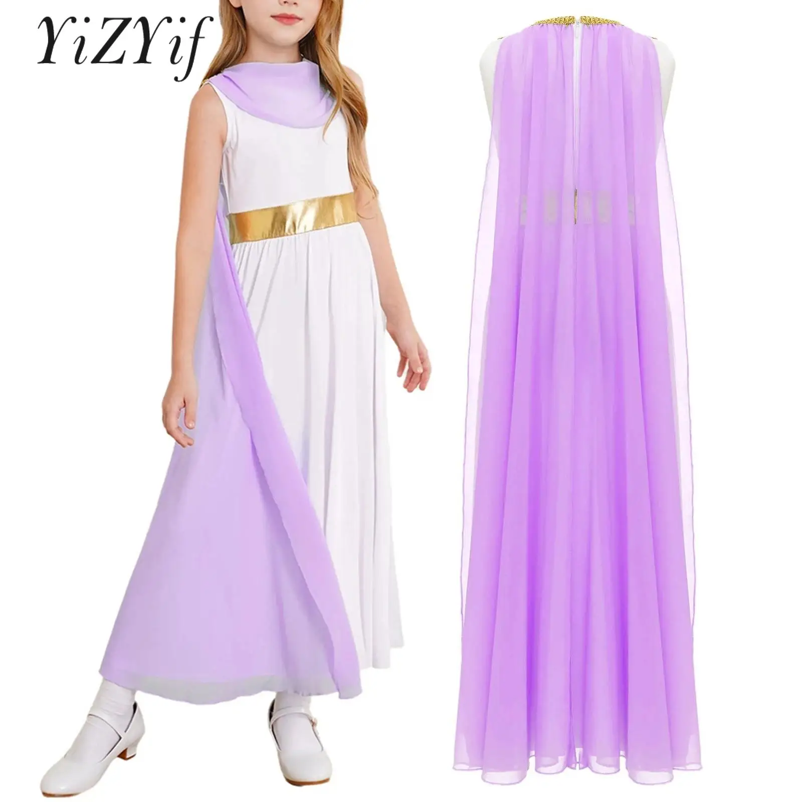 Girls Greek Toga Costume Ancient Greek Roman Princess Queen Dress with Split Cape Asymmetrical Maxi Gown Church Choir Gown
Girls Greek Toga Costume Ancient Greek Roman Princess Queen Dress with Split Cape Asymmetrical Maxi Gown Church Choir Gown