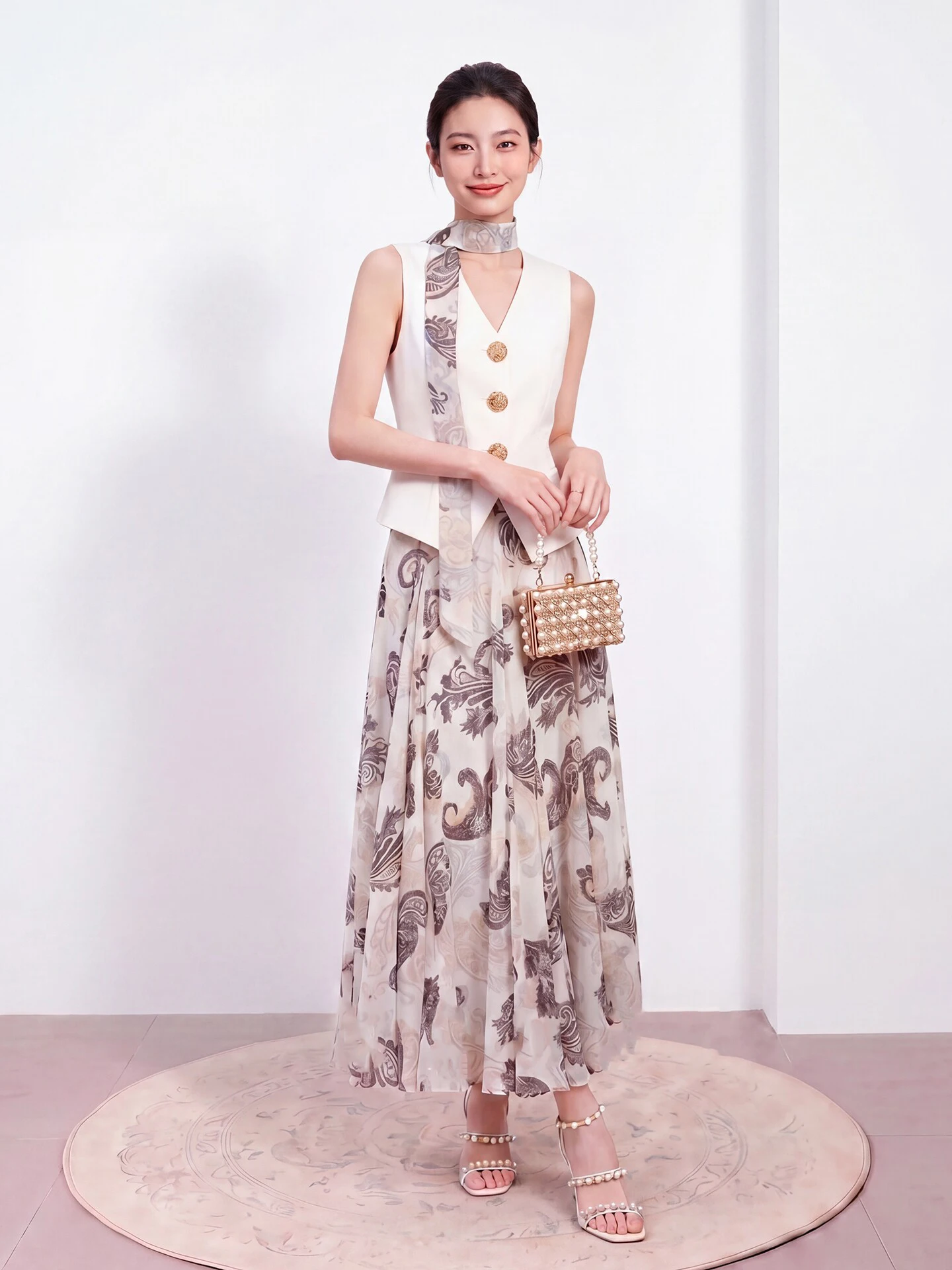 Fashionable Casual White Vest Skirt Set Women's Summer Two-Piece Set High Waist Skirt Knot V-Neck Breathable Polyester
Fashionable Casual White Vest Skirt Set Women's Summer Two-Piece Set High Waist Skirt Knot V-Neck Breathable Polyester