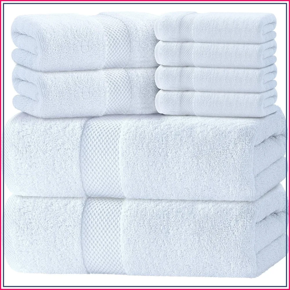 8-Piece White Turkish Cotton Towel Set - 700 GSM, Highly Absorbent, 2 Bath, 2 Hand, 4 Washcloths
8-Piece White Turkish Cotton Towel Set - 700 GSM, Highly Absorbent, 2 Bath, 2 Hand, 4 Washcloths