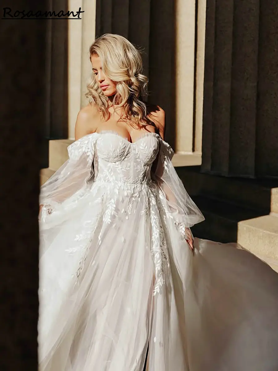 Elegant Sweetheart Detachable Sleeve Wedding Dresses A-Line High Split Appliques Lace Boho Bridal Gowns
Elegant Sweetheart Detachable Sleeve Wedding Dresses A-Line High Split Appliques Lace Boho Bridal Gowns