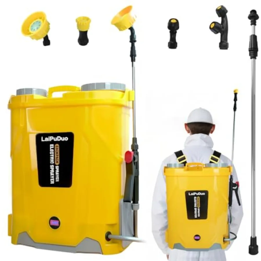 5.3Gal Battery Powered Backpack Sprayer Compatible with DeWalt 20V Battery, Electric Backpack Sprayer with 4 Nozzles, 0-100 PSI
5.3Gal Battery Powered Backpack Sprayer Compatible with DeWalt 20V Battery, Electric Backpack Sprayer with 4 Nozzles, 0-100 PSI