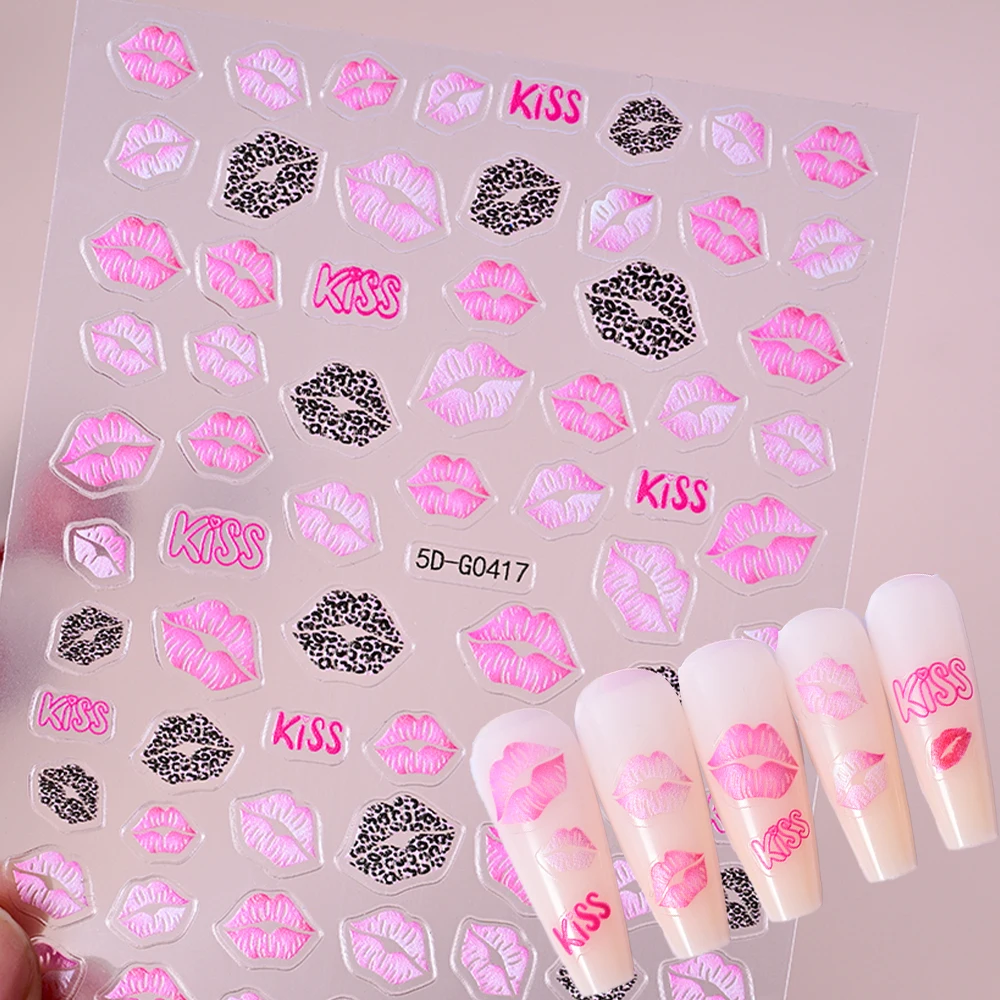 1Pcs Pink Lips Leopard Print Kiss Nail Sticker 5D Sexy Red Lips Valentine's Day Nails Slider Mature Charm Women Manicure Decals# 
1Pcs Pink Lips Leopard Print Kiss Nail Sticker 5D Sexy Red Lips Valentine's Day Nails Slider Mature Charm Women Manicure Decals#