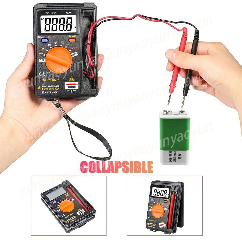 921 Digital Multimeters 4000 Counts Mini Auto Range Multimeter for Resistance Transistor Capacitance Test
921 Digital Multimeters 4000 Counts Mini Auto Range Multimeter for Resistance Transistor Capacitance Test