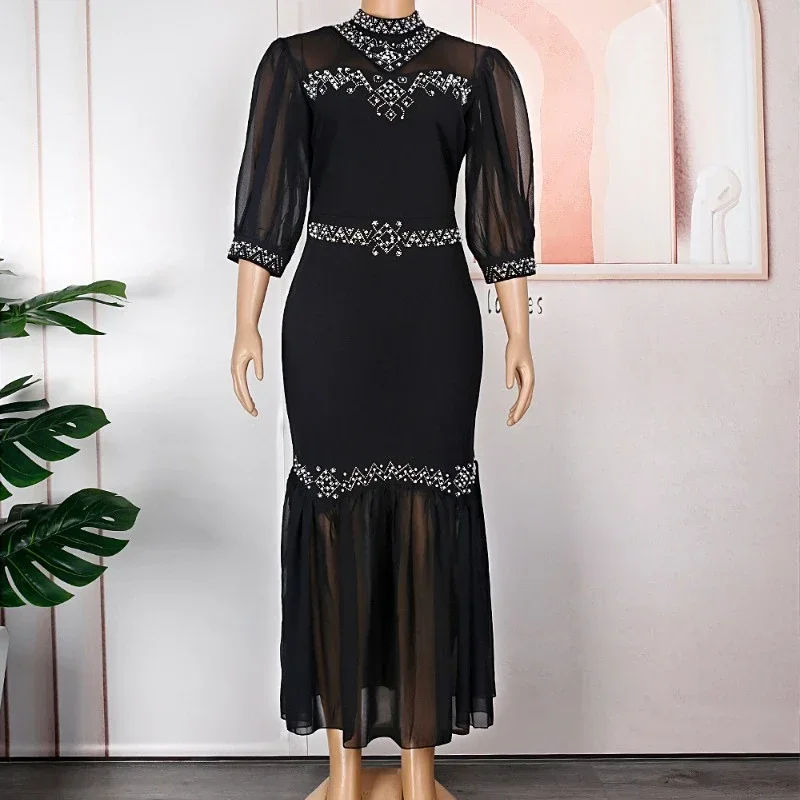 African Dresses for Women Elegant Summer African O-neck 3/4 Sleeve Polyester White Pink Green Black Long Dress African Clothes
African Dresses for Women Elegant Summer African O-neck 3/4 Sleeve Polyester White Pink Green Black Long Dress African Clothes