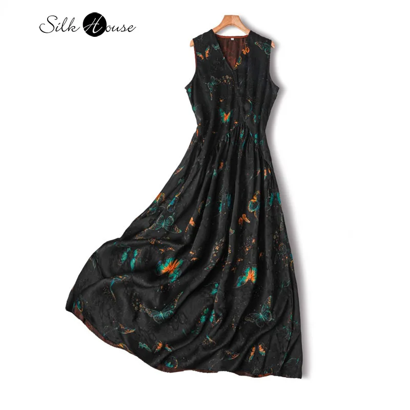 Women's Fashion Summer New 100% Natural Mulberry Silk Gambiered Guangdong Gauze Butterfly Print Retro Art Loose Tank Top Dress
Women's Fashion Summer New 100% Natural Mulberry Silk Gambiered Guangdong Gauze Butterfly Print Retro Art Loose Tank Top Dress