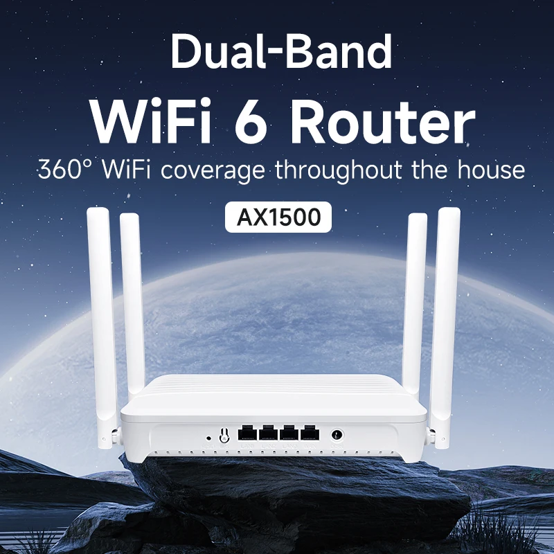 WiFi6 Router ax1500 2.4GHz 5GHz Dual Band Gigabit Wireless Routers High Gain Antennas Strong Signal 4 ports
WiFi6 Router ax1500 2.4GHz 5GHz Dual Band Gigabit Wireless Routers High Gain Antennas Strong Signal 4 ports