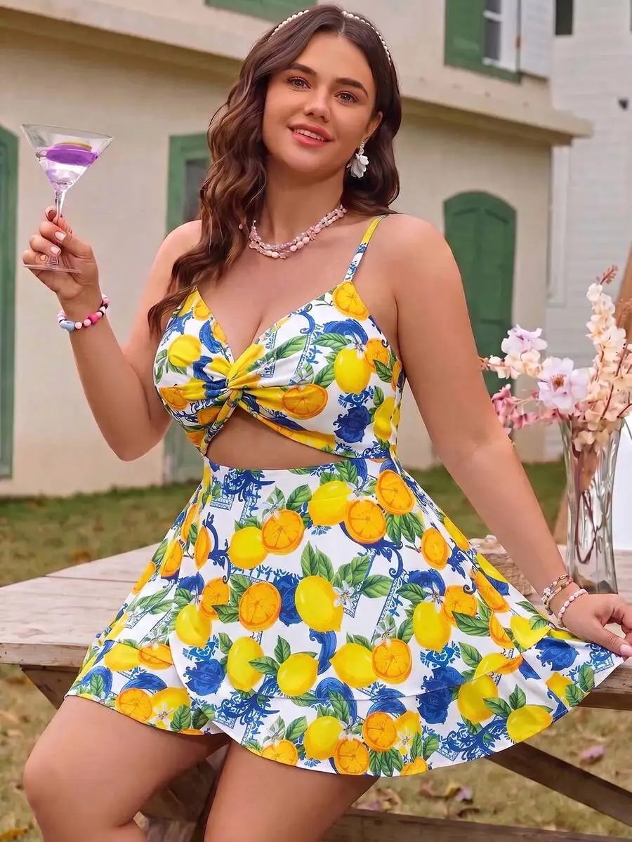 Two Pieces Women Lemon Print Spaghetti Strap Hollow Cutout Asymmetrical Hem Tankini Swimsuit
Two Pieces Women Lemon Print Spaghetti Strap Hollow Cutout Asymmetrical Hem Tankini Swimsuit