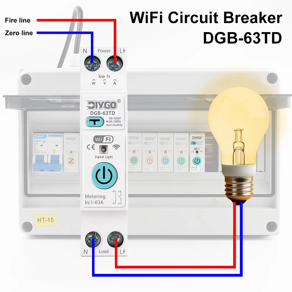 DGB-63TD Tuya WiFi Smart Switch Current Voltage Leakage Protection Metering Circuit Breaker Remote Control Wireless Timer Relay
DGB-63TD Tuya WiFi Smart Switch Current Voltage Leakage Protection Metering Circuit Breaker Remote Control Wireless Timer Relay
