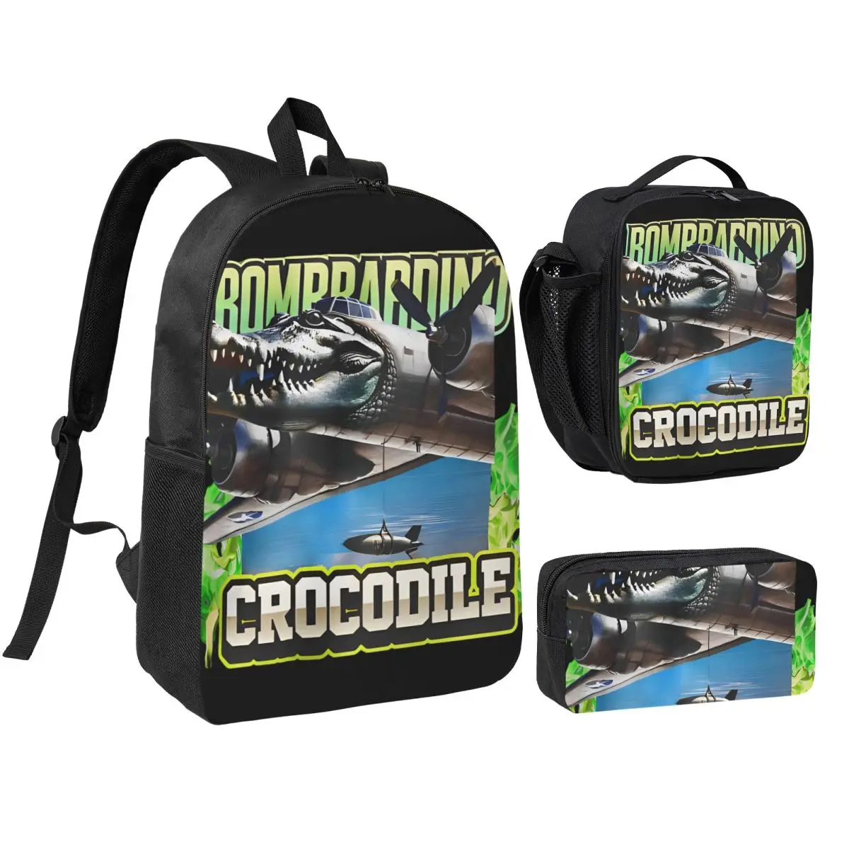 Bombardiro Crocodilo Italian Meme 3pecs/set Backpack for Student Funny Brainrot High School Canvas Bags Lunch bag Pencil Case
Bombardiro Crocodilo Italian Meme 3pecs/set Backpack for Student Funny Brainrot High School Canvas Bags Lunch bag Pencil Case