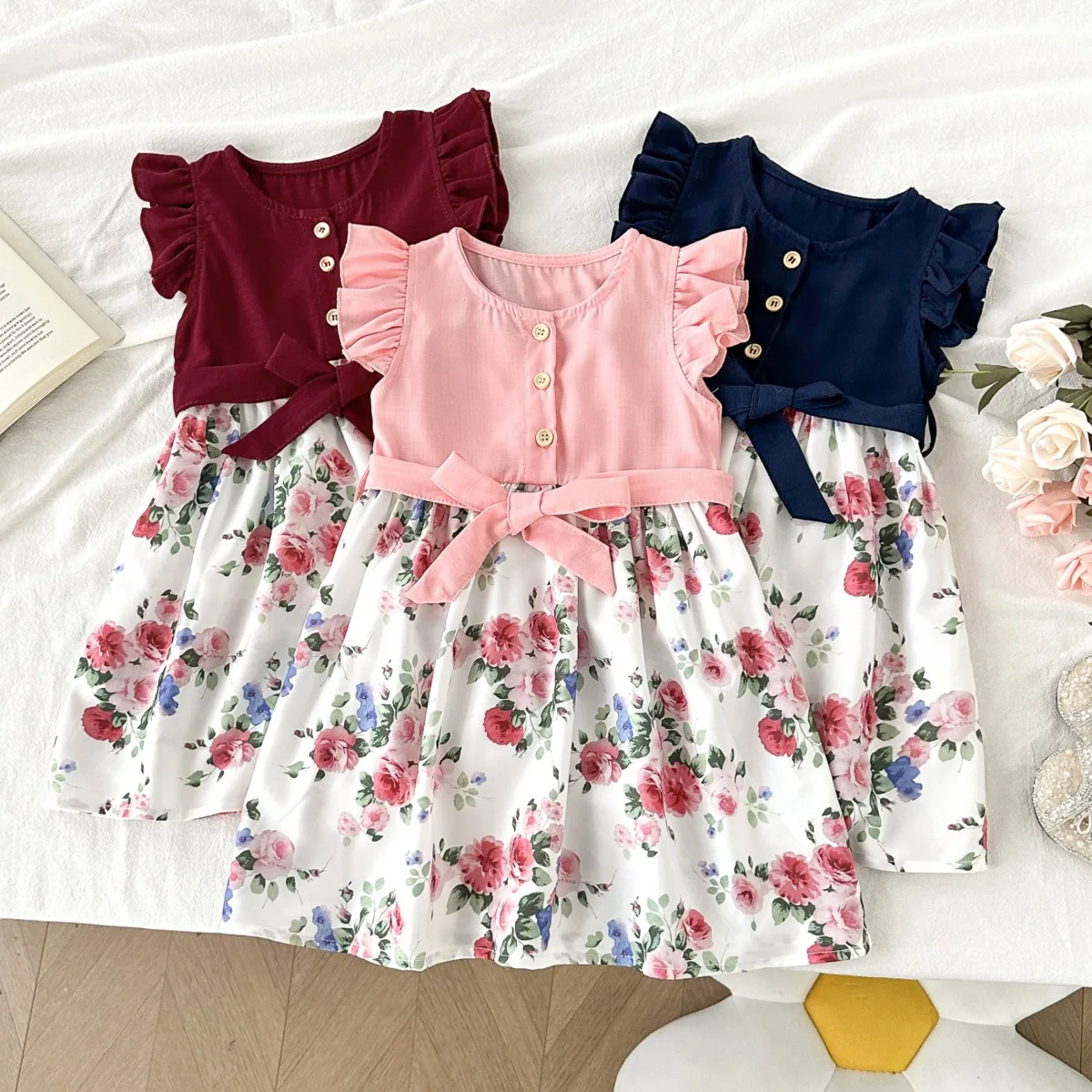 Girl Kids Dress Spring Summer New Girls Lace Sleeve Splicing Floral Dress Casual Children Fashion Clothes Vestidos 2-6 Years
Girl Kids Dress Spring Summer New Girls Lace Sleeve Splicing Floral Dress Casual Children Fashion Clothes Vestidos 2-6 Years