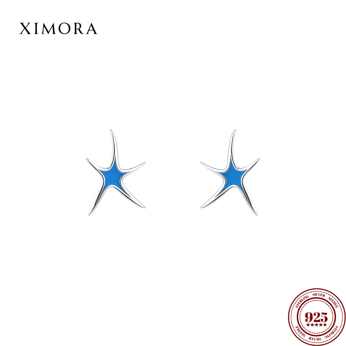 XIMORA S925 Sterling Silver Irregular Blue Starfish Stud Earrings Ocean-Inspired Earrings Beach Resort Style Jewelry серьги
XIMORA S925 Sterling Silver Irregular Blue Starfish Stud Earrings Ocean-Inspired Earrings Beach Resort Style Jewelry серьги