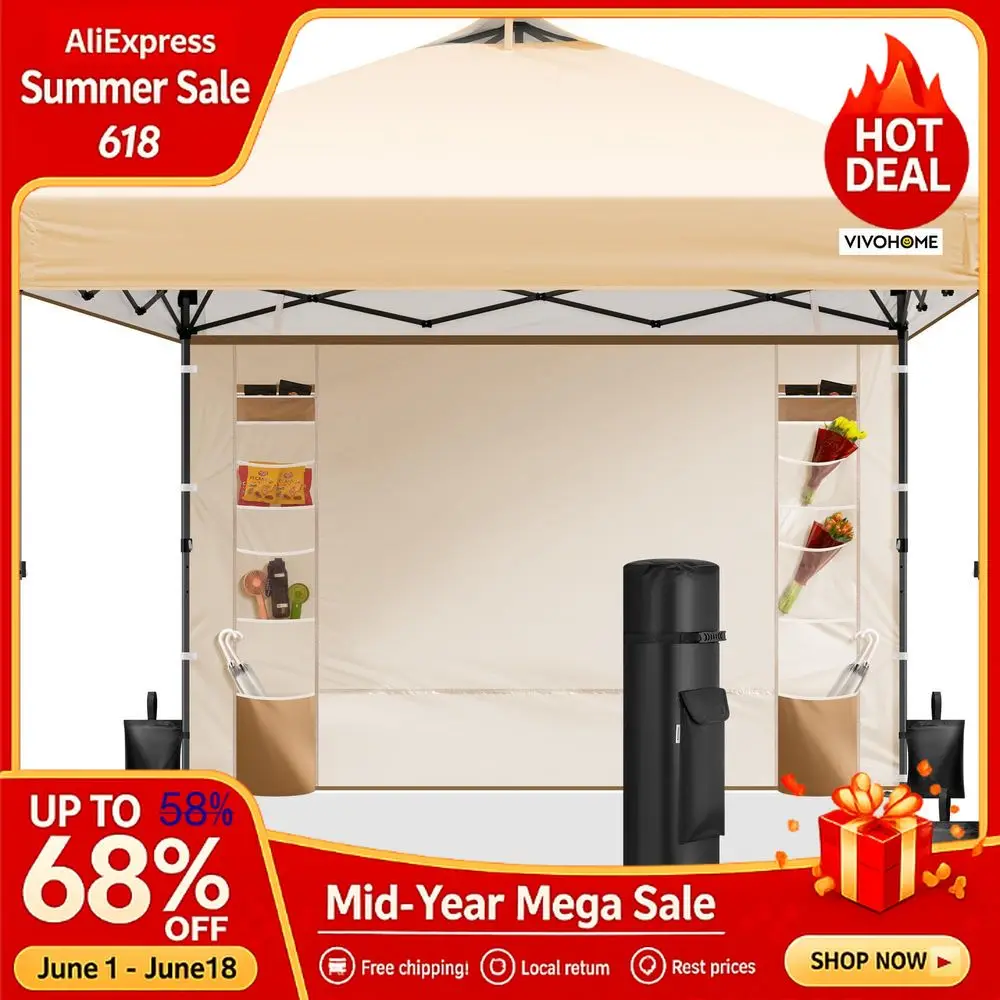 10x10ft Pop Up Canopy Tent Sidewall and 6Pockets,One Push Setup Outdoor Portable Shelter Tent Heavy Duty with Wheel Tents,Custom
10x10ft Pop Up Canopy Tent Sidewall and 6Pockets,One Push Setup Outdoor Portable Shelter Tent Heavy Duty with Wheel Tents,Custom