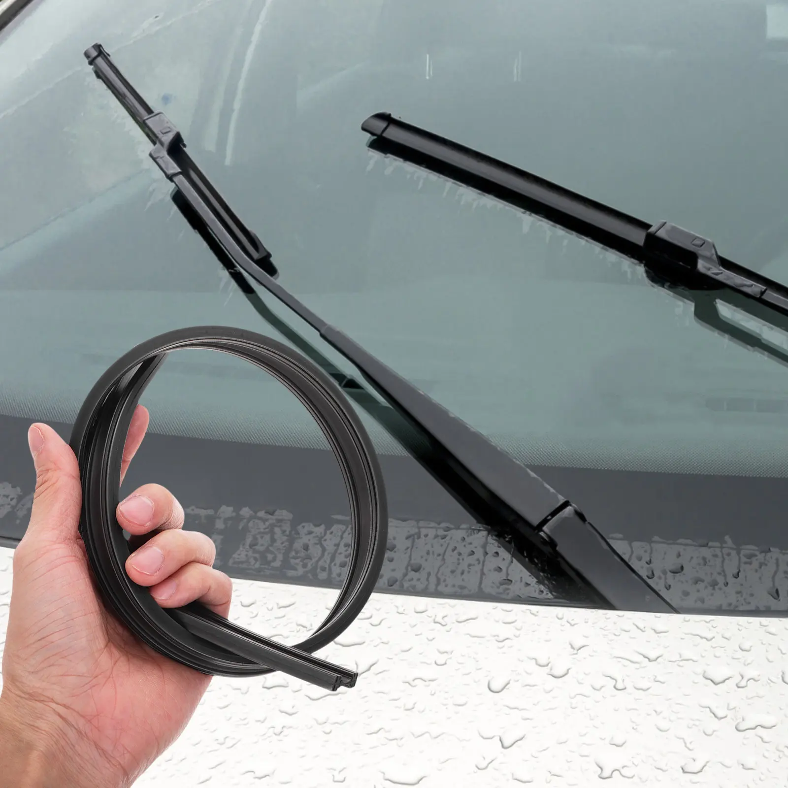 4Pcs Automotive Windshield Wiper Refills Frameless Wiper Blade Inserts Compatible Front Rear Windows Rain Dirt Removal Clear