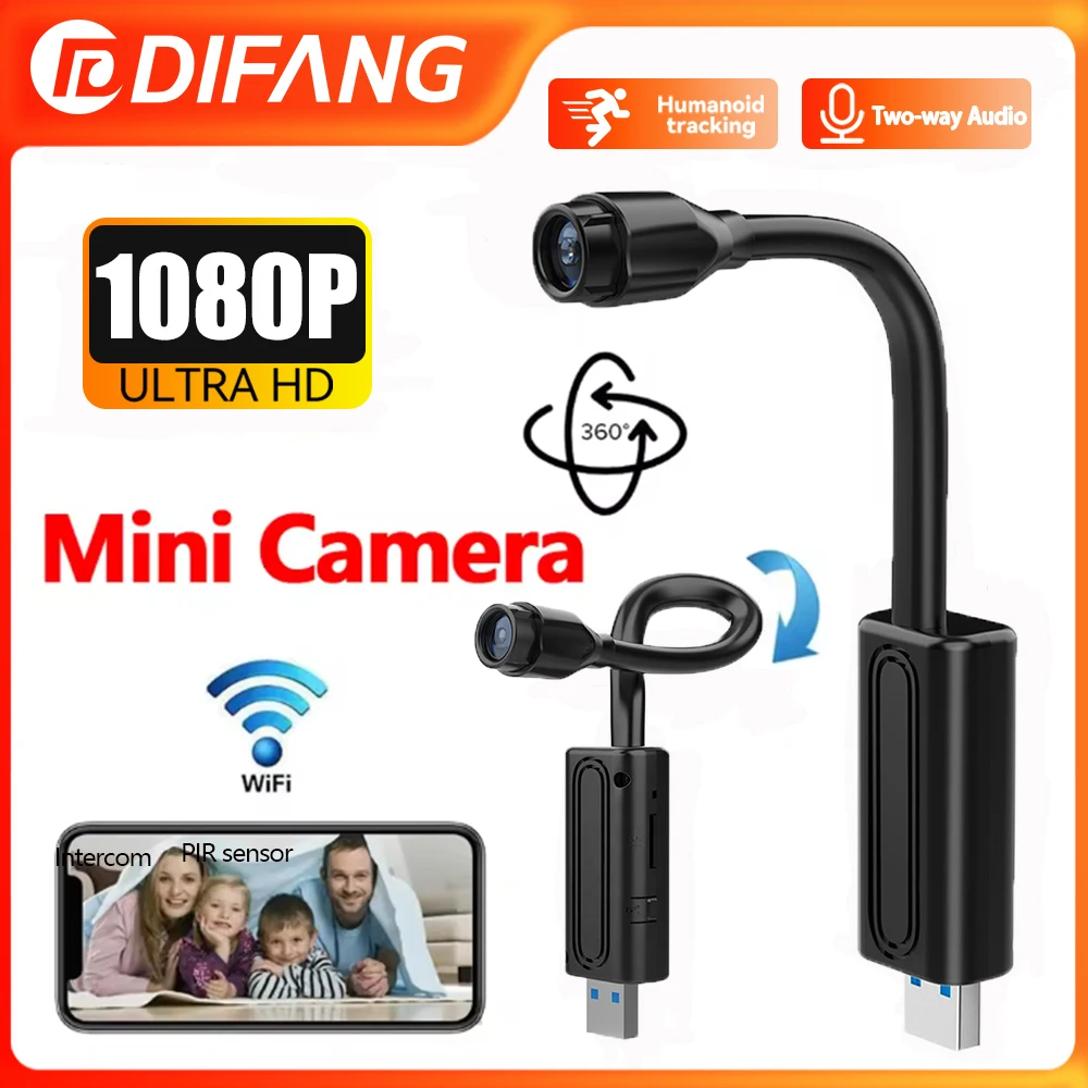 Mini 1080P HD USB WiFi Security Camera 120° Wide Angle Flexible Cable Lens Motion Detection Portable Way Two Audio Surveillance
Mini 1080P HD USB WiFi Security Camera 120° Wide Angle Flexible Cable Lens Motion Detection Portable Way Two Audio Surveillance