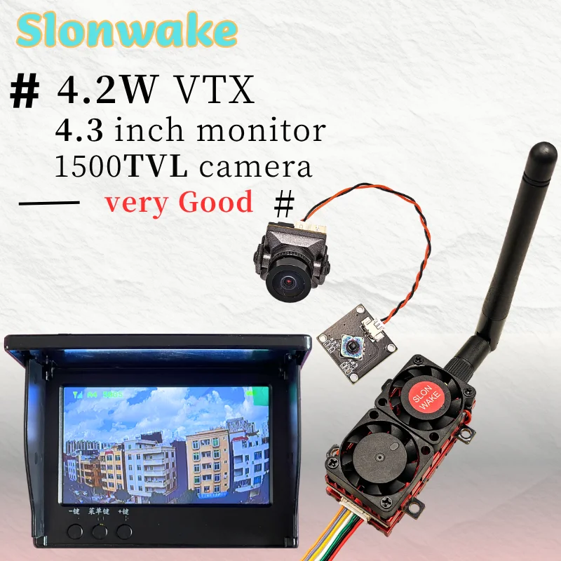 SLONWAKE 5.8G 4.3 Inch LCD FPV Monitor 480*272px Screen with 48CH Video VTX Pit/4200mW Transmitter and CMOS B19Pro1500TVL Camera
SLONWAKE 5.8G 4.3 Inch LCD FPV Monitor 480*272px Screen with 48CH Video VTX Pit/4200mW Transmitter and CMOS B19Pro1500TVL Camera