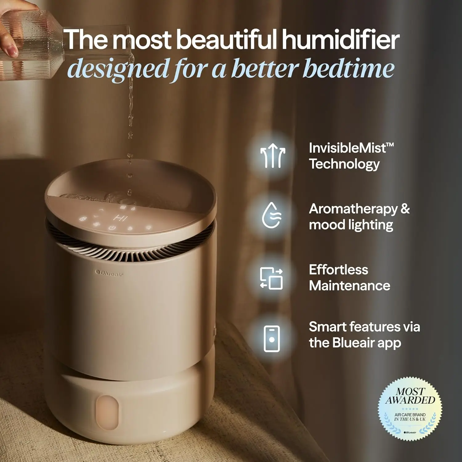 Room Humidifier - DreamWell - 48Hr Top-Fill Mist-Free InvisibleMist Technology Aroma Stone for Essential Oils and Soothing Mood
Room Humidifier - DreamWell - 48Hr Top-Fill Mist-Free InvisibleMist Technology Aroma Stone for Essential Oils and Soothing Mood