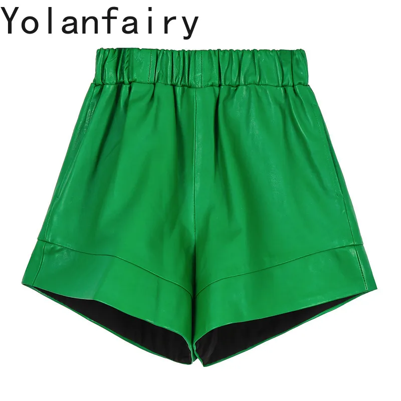 YOLANFAIRY Women High Waist Wide Leg Genuine Sheepskin Shorts Green 2026 Autumn Slim Casual Outer Real Leather Shorts Feminino
YOLANFAIRY Women High Waist Wide Leg Genuine Sheepskin Shorts Green 2026 Autumn Slim Casual Outer Real Leather Shorts Feminino