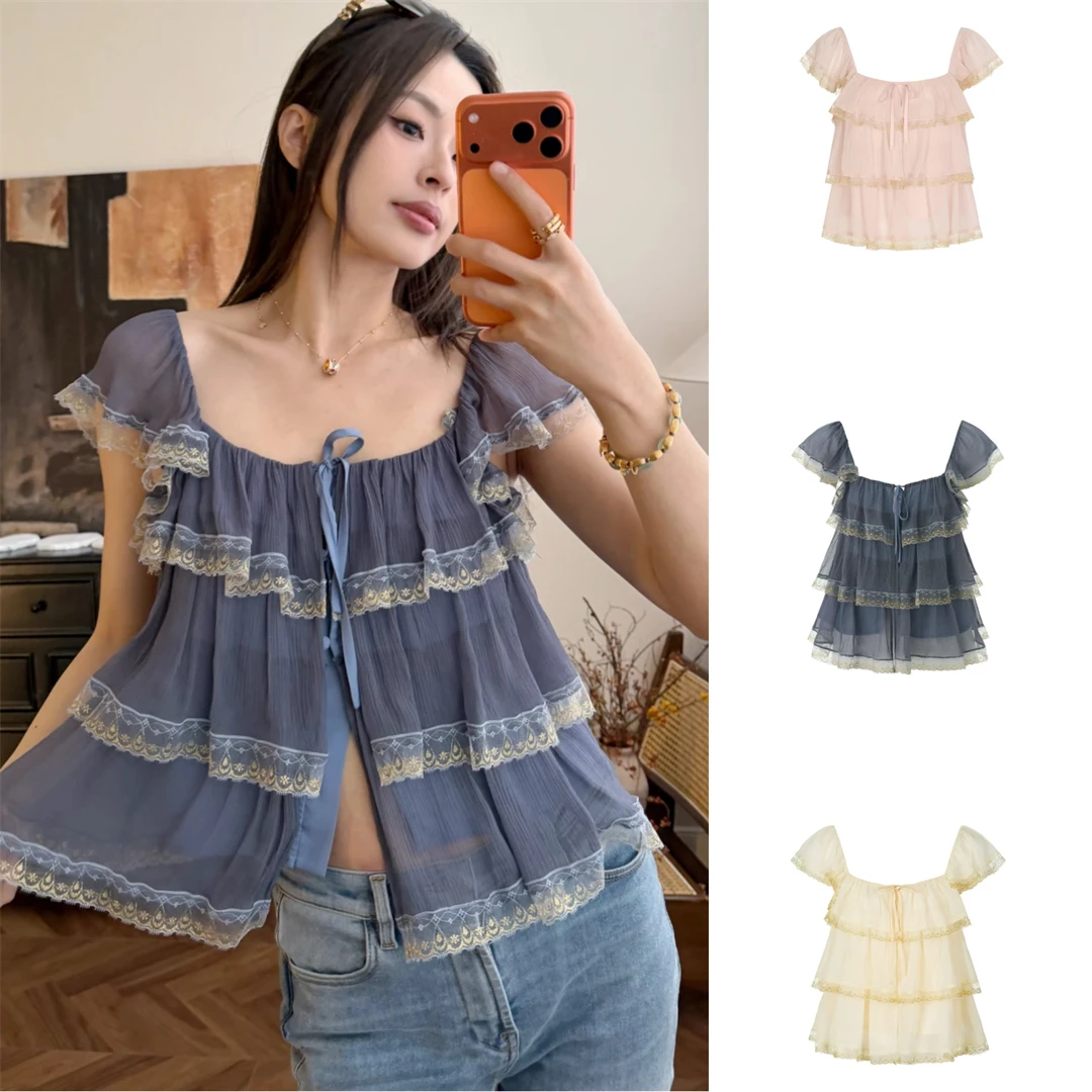 3 Colors Pala Shirt Lace Morning Evening Spring Summer French Style Loose Fit Tie Detail Short Sleeve Women's Top
3 Colors Pala Shirt Lace Morning Evening Spring Summer French Style Loose Fit Tie Detail Short Sleeve Women's Top