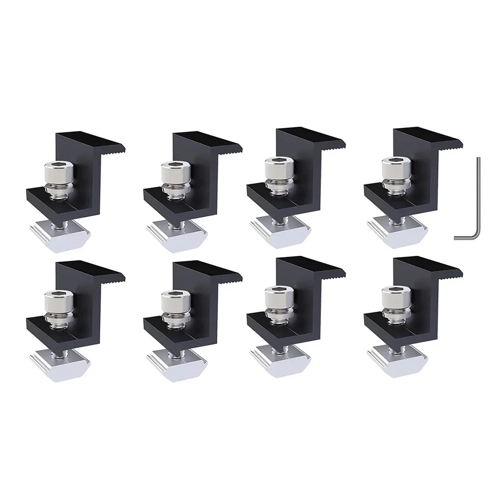 Aluminium Alloy Clamp Holder for Solar Panels Reliable Attachment Easy and Time Saving Pack of 8 with M8 Slot Wrench
Aluminium Alloy Clamp Holder for Solar Panels Reliable Attachment Easy and Time Saving Pack of 8 with M8 Slot Wrench