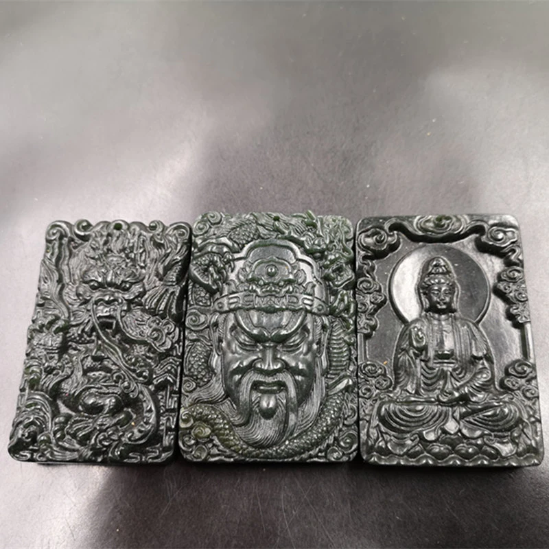 Green Guan Gong , Double-sided Hetian Jade Guanyin Pendant, Fashionable and Versatile
Green Guan Gong , Double-sided Hetian Jade Guanyin Pendant, Fashionable and Versatile
