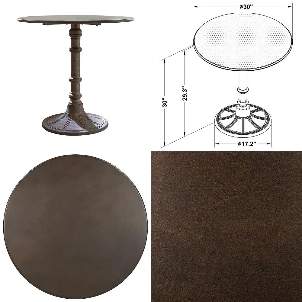 Home Furnishings Oswego Metal, Engineered Wood Round Dining Table with Metal Pedestal in Antique Bronze Finish Dining Room 30In
Home Furnishings Oswego Metal, Engineered Wood Round Dining Table with Metal Pedestal in Antique Bronze Finish Dining Room 30In