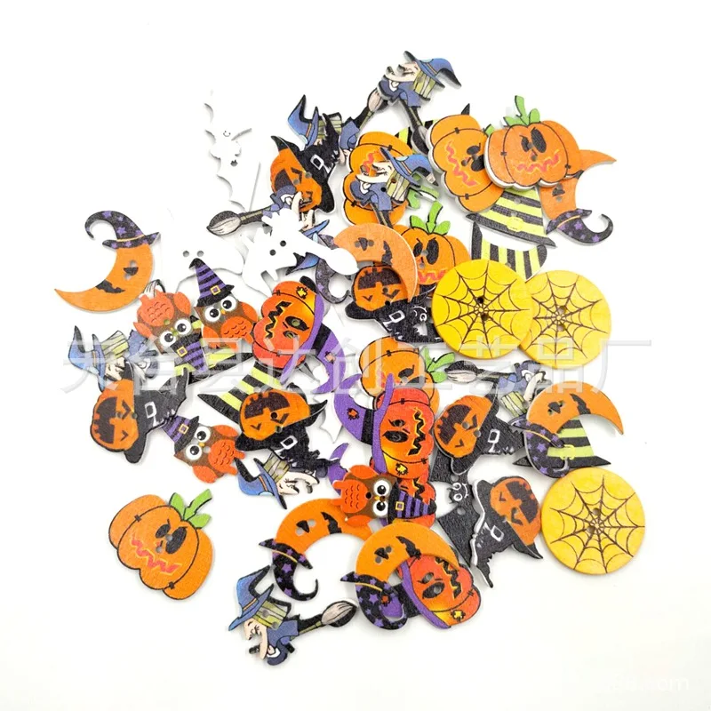 DIY white background painted Halloween decorative wood chips, Halloween party decorative wood accessories 50 a pack 
DIY white background painted Halloween decorative wood chips, Halloween party decorative wood accessories 50 a pack