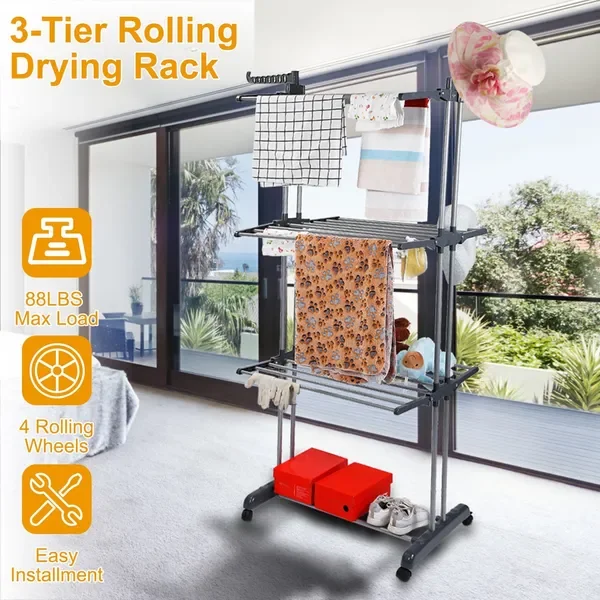 Clothes Drying Rack Rolling Collapsible Laundry Dryer Hanger Stand Rail Shelve Wardrobe Clothing Drying Racks
Clothes Drying Rack Rolling Collapsible Laundry Dryer Hanger Stand Rail Shelve Wardrobe Clothing Drying Racks