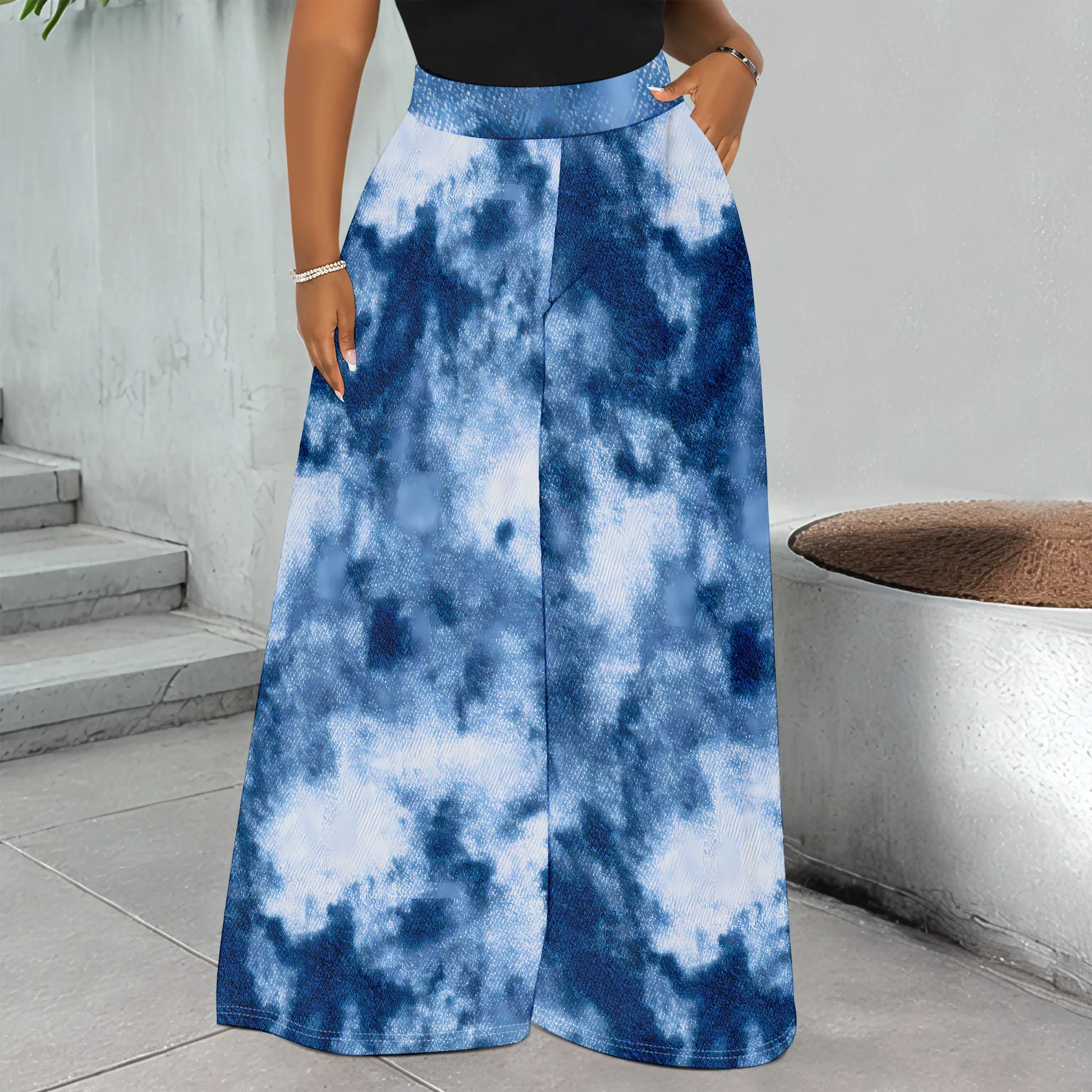 Tie Dye Print Wide Leg Pants, Cloud Pattern Trousers, High Waist Pocket Palazzo Pants for Women, S-2XL
Tie Dye Print Wide Leg Pants, Cloud Pattern Trousers, High Waist Pocket Palazzo Pants for Women, S-2XL