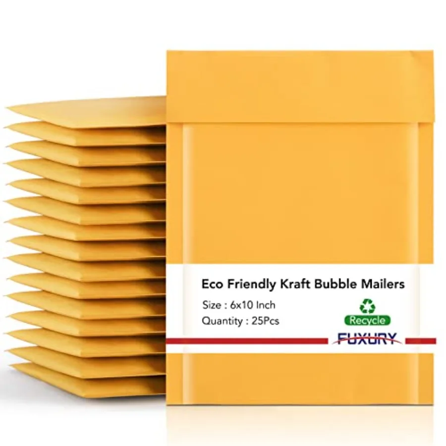Kraft Bubble Mailer 6x10 Inch 25 Pack, Strong Adhesion Padded Envelopes, Self Seal Bubble Envelopes, Waterproof Cushioned Padde
Kraft Bubble Mailer 6x10 Inch 25 Pack, Strong Adhesion Padded Envelopes, Self Seal Bubble Envelopes, Waterproof Cushioned Padde
