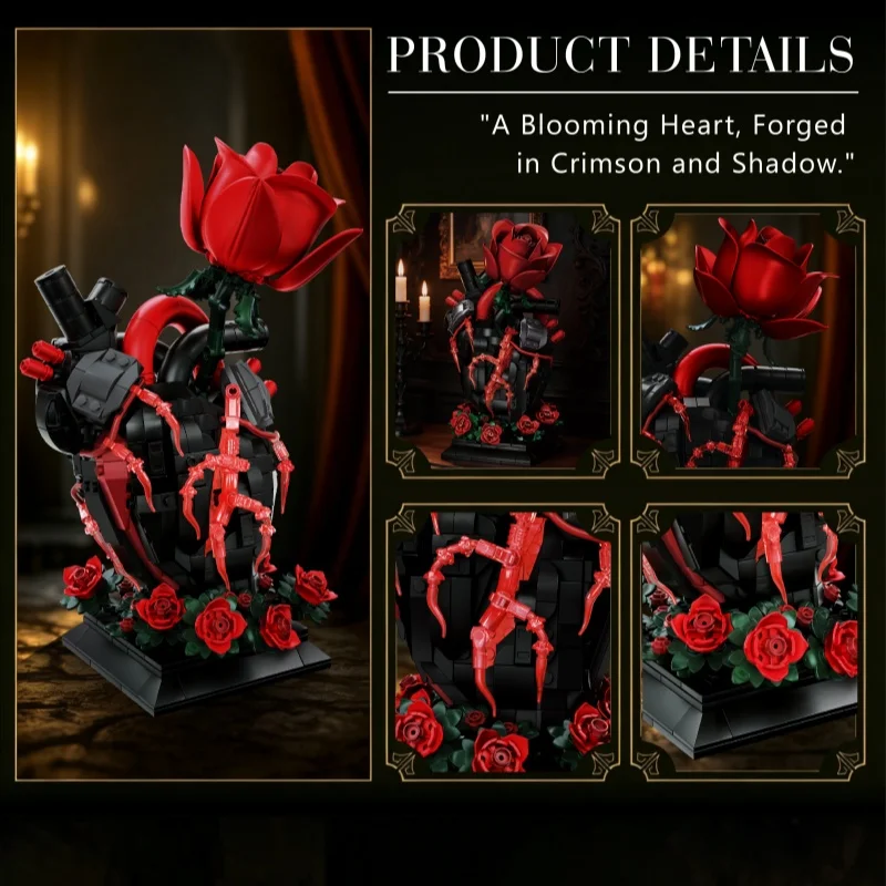 Gothic Heart Flower Skull Roses Series Bouquet Model Skeleton Hand Rose Building Block Gothic Rose Bouquet Macabre Gift Idea
Gothic Heart Flower Skull Roses Series Bouquet Model Skeleton Hand Rose Building Block Gothic Rose Bouquet Macabre Gift Idea