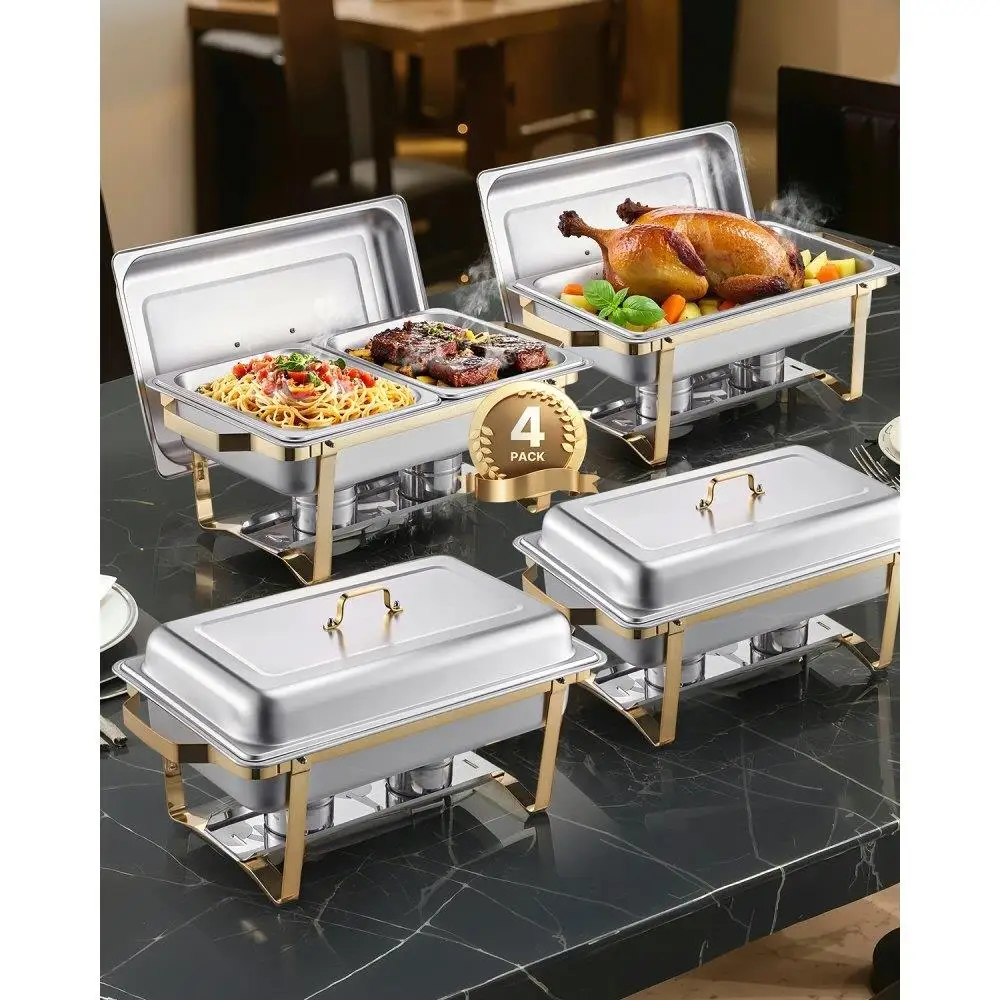 8 Piece Rectangle Chafing Dish Set Buffet Set with Full & Half Size Pans Durable Heat-Resistant Metal Construction Golden Design
8 Piece Rectangle Chafing Dish Set Buffet Set with Full & Half Size Pans Durable Heat-Resistant Metal Construction Golden Design