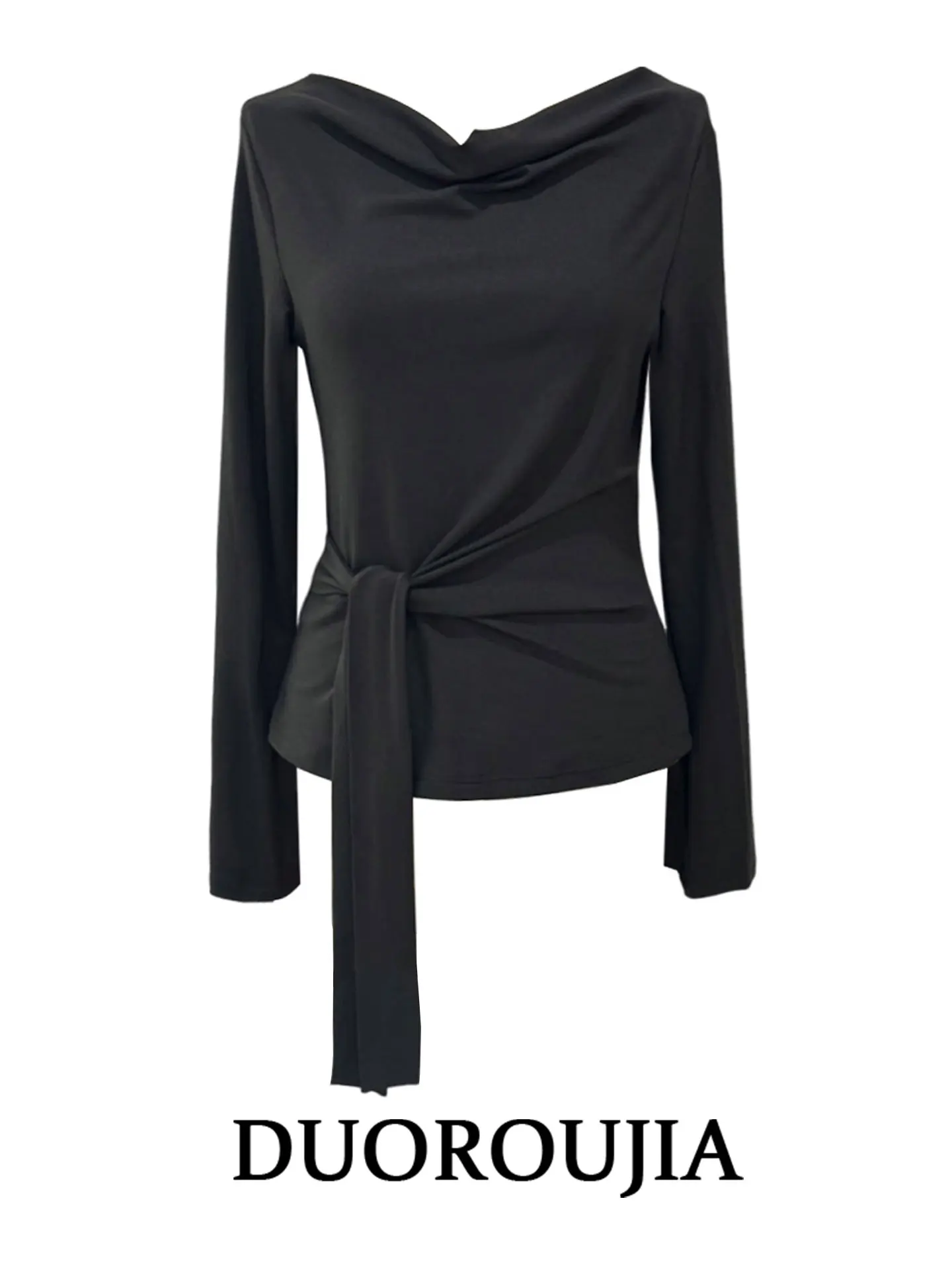 Slim Fit Long Sleeve T-Shirt Women's Belted Waist Tie Spring Base Layer Top plus Size Korean Style Gray Color Block Commute
Slim Fit Long Sleeve T-Shirt Women's Belted Waist Tie Spring Base Layer Top plus Size Korean Style Gray Color Block Commute
