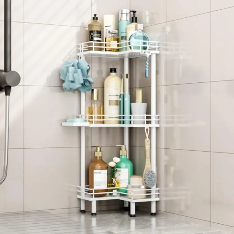 Corner Shower Caddy Standing - 3 Tier Shower Organizer Corner with Soap Holder Rustproof Bathroom Standing Organizer with 4 Hoo
Corner Shower Caddy Standing - 3 Tier Shower Organizer Corner with Soap Holder Rustproof Bathroom Standing Organizer with 4 Hoo
