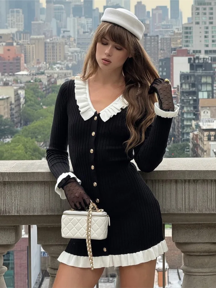 Новое осенне-зимнее элегантное женское вязаное мини-платье с v-образным вырезом и длинными рукавами, винтажный лоскутный тонкий облегающий свитер, Vestidos
Новое осенне-зимнее элегантное женское вязаное мини-платье с v-образным вырезом и длинными рукавами, винтажный лоскутный тонкий облегающий свитер, Vestidos