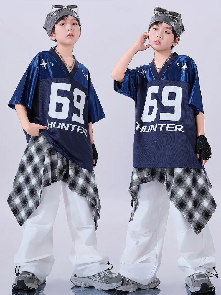 Kid Hip Hop Clothes Boy Street Dance Costume Girl Group Jazz Modern Dance Suit Number 69 Printed Blue Top White Cargo Pants
Kid Hip Hop Clothes Boy Street Dance Costume Girl Group Jazz Modern Dance Suit Number 69 Printed Blue Top White Cargo Pants