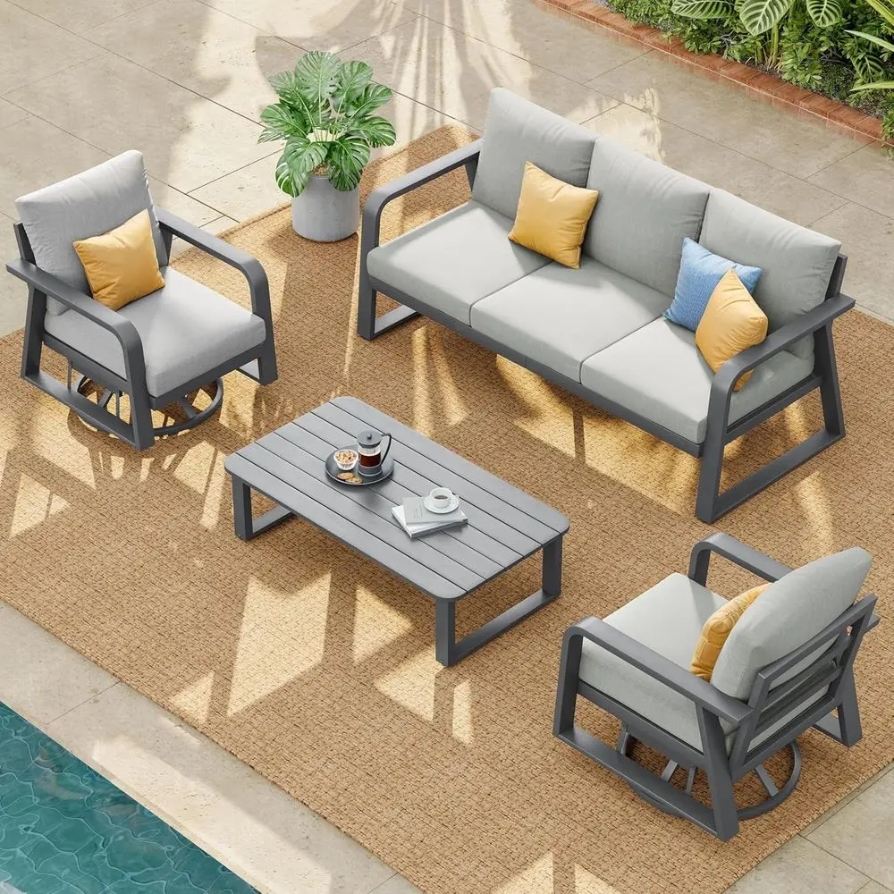 Outdoor Patio urniture Set 4-Piece, Swivel Rocking Chairs with All-Weather Cushions, ern Patio Contion Set or Deck, Porch, Garde
Outdoor Patio urniture Set 4-Piece, Swivel Rocking Chairs with All-Weather Cushions, ern Patio Contion Set or Deck, Porch, Garde