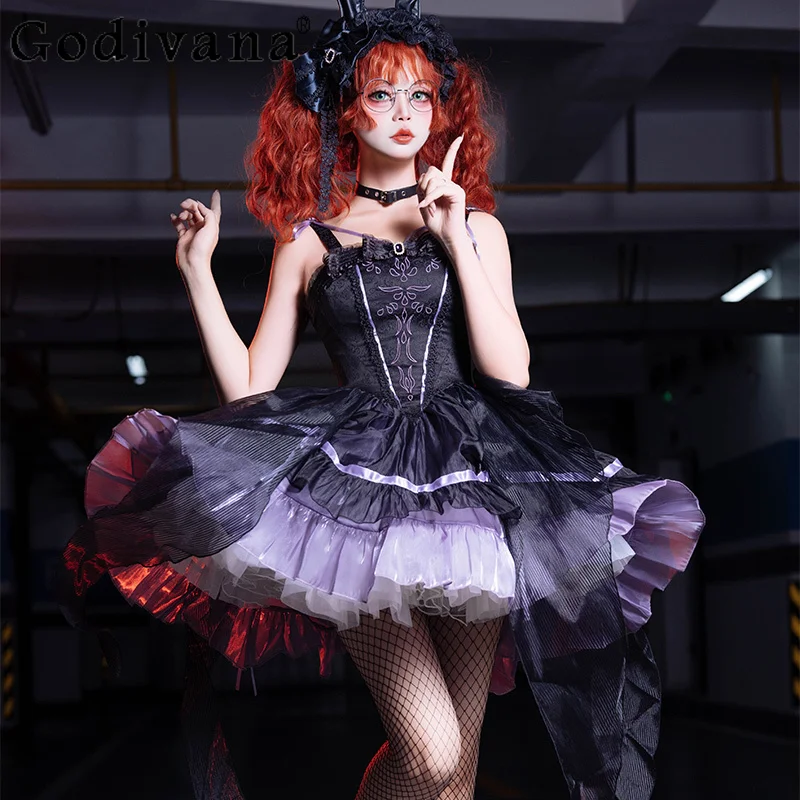 Halloween New Gothic Style Dress Female High Waist Skinny Embroidery Purple Black Dress Women's Halloween Uniform Dress
Halloween New Gothic Style Dress Female High Waist Skinny Embroidery Purple Black Dress Women's Halloween Uniform Dress