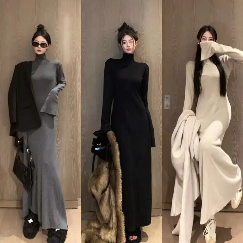 Ladies' High Collar Knitted Dress Mid-Length Inner Wear Slim Fit Winter New Style Polyester Fiber Long Sleeve Color
Ladies' High Collar Knitted Dress Mid-Length Inner Wear Slim Fit Winter New Style Polyester Fiber Long Sleeve Color