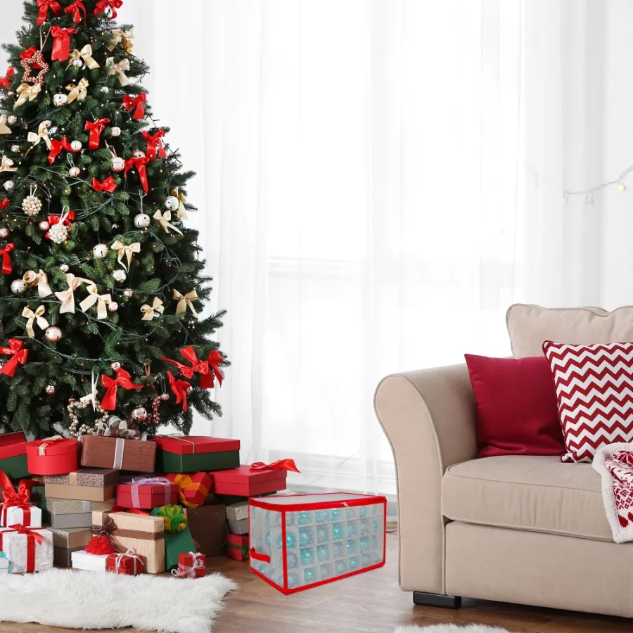 Transparent Zip Up Christmas Storage Box - 20.5" - Holds 112 Ornaments - Red and Clear
Transparent Zip Up Christmas Storage Box - 20.5" - Holds 112 Ornaments - Red and Clear