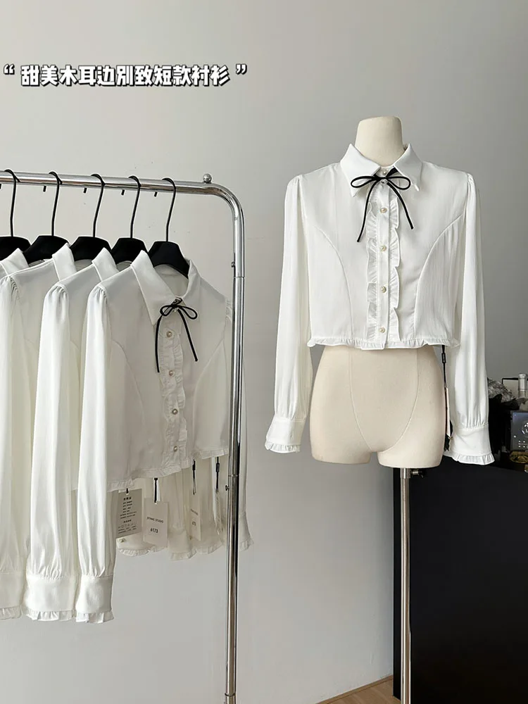 Mori Girl Simple Daily White Blouses Polo-Neck Spring Summer Lace-Up Pearl Single Breasted Shirts Luxury Bow Top Streetwear Y2K
Mori Girl Simple Daily White Blouses Polo-Neck Spring Summer Lace-Up Pearl Single Breasted Shirts Luxury Bow Top Streetwear Y2K