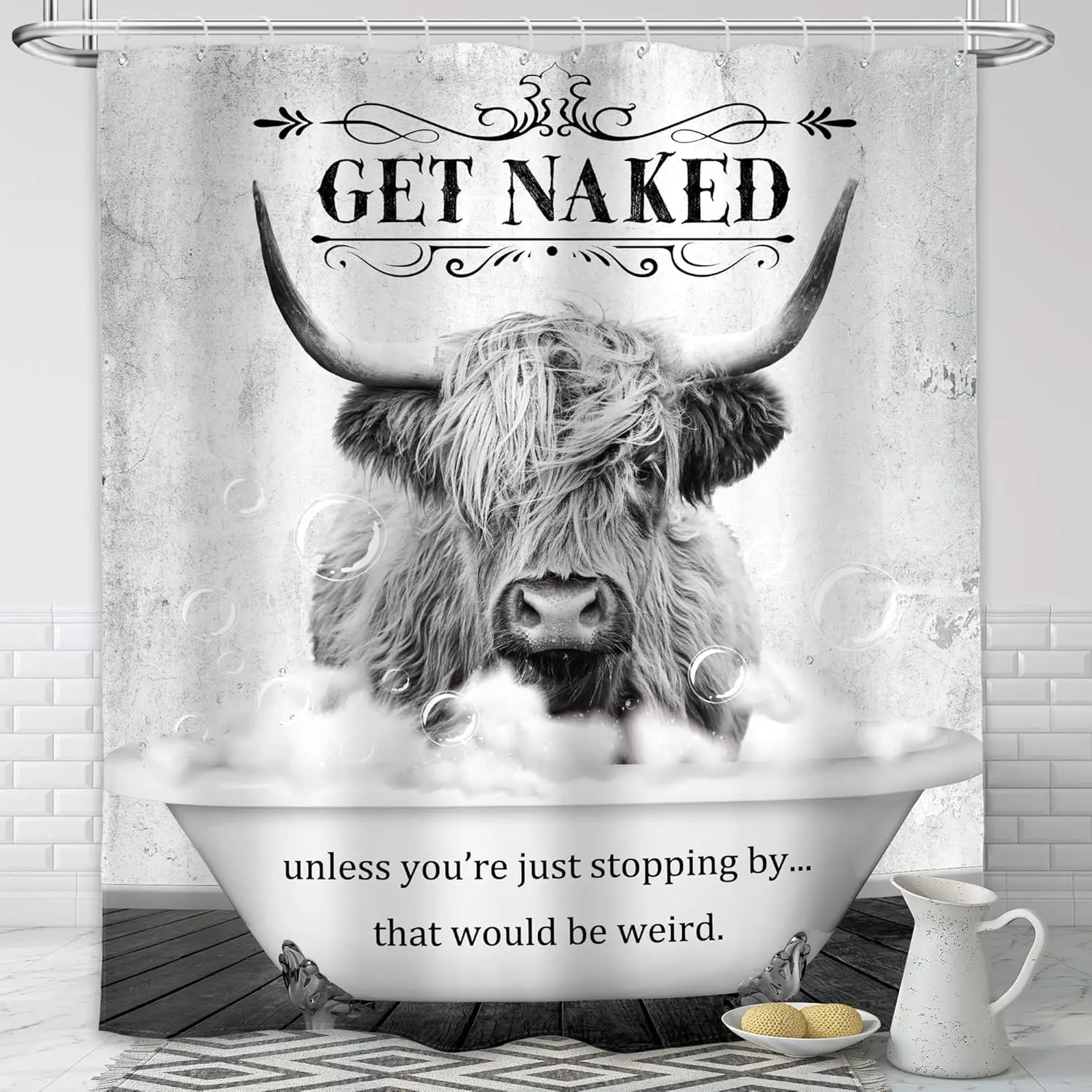 Занавеска для душа в деревенском стиле Highland Cow, забавный западный фермерский дом, животное, винтажный деревенский декор для ванной комнаты, водонепроницаемый полиэстер
Занавеска для душа в деревенском стиле Highland Cow, забавный западный фермерский дом, животное, винтажный деревенский декор для ванной комнаты, водонепроницаемый полиэстер