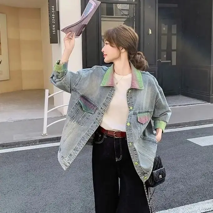Colorful Lapel POLO Denim Jacket Women 2025 Spring Autumn New Hot High-End Niche Design Long-Sleeved Jacket
Colorful Lapel POLO Denim Jacket Women 2025 Spring Autumn New Hot High-End Niche Design Long-Sleeved Jacket