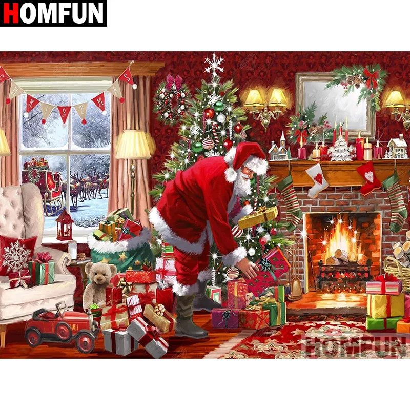 HOMFUN Diy 5d алмазная живопись "Рождественский подарок Санта" вышивка крестиком квадратная круглая Алмазная вышивка ручная работа искусство со стразами
HOMFUN Diy 5d алмазная живопись "Рождественский подарок Санта" вышивка крестиком квадратная круглая Алмазная вышивка ручная работа искусство со стразами