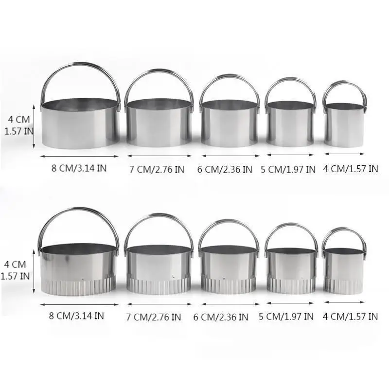 5PCS Double Handle Mousse Circle Cookie Cutter Baking Cake Mold Stainless Steel Biscuit Mold Hanging Basket
5PCS Double Handle Mousse Circle Cookie Cutter Baking Cake Mold Stainless Steel Biscuit Mold Hanging Basket