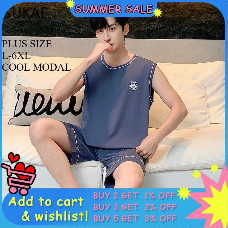 SUKAE Big Guys Sleeveless Pajama Sets Summer Shorts Plus Size L-6XL Mens Loungewear Cool Modal Gentleman Sleepwear Man Nightwear
SUKAE Big Guys Sleeveless Pajama Sets Summer Shorts Plus Size L-6XL Mens Loungewear Cool Modal Gentleman Sleepwear Man Nightwear