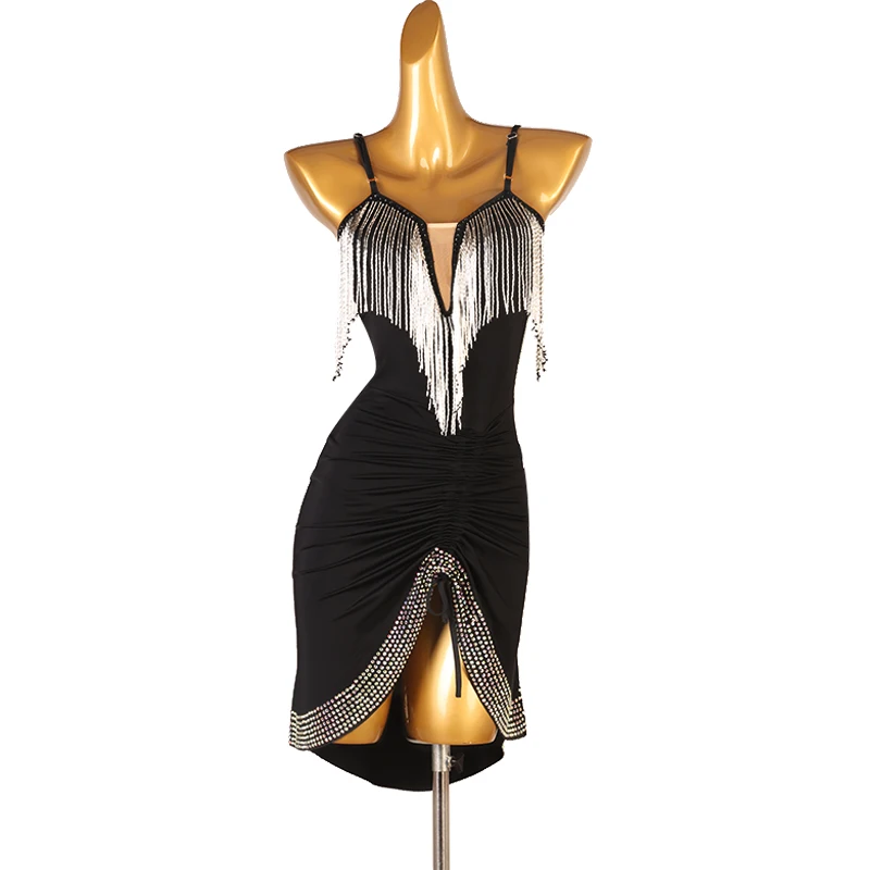 Black Latin Dance Competition Performance Dress New Professional Backless Rumba Chacha Denim Tube Beads
Black Latin Dance Competition Performance Dress New Professional Backless Rumba Chacha Denim Tube Beads